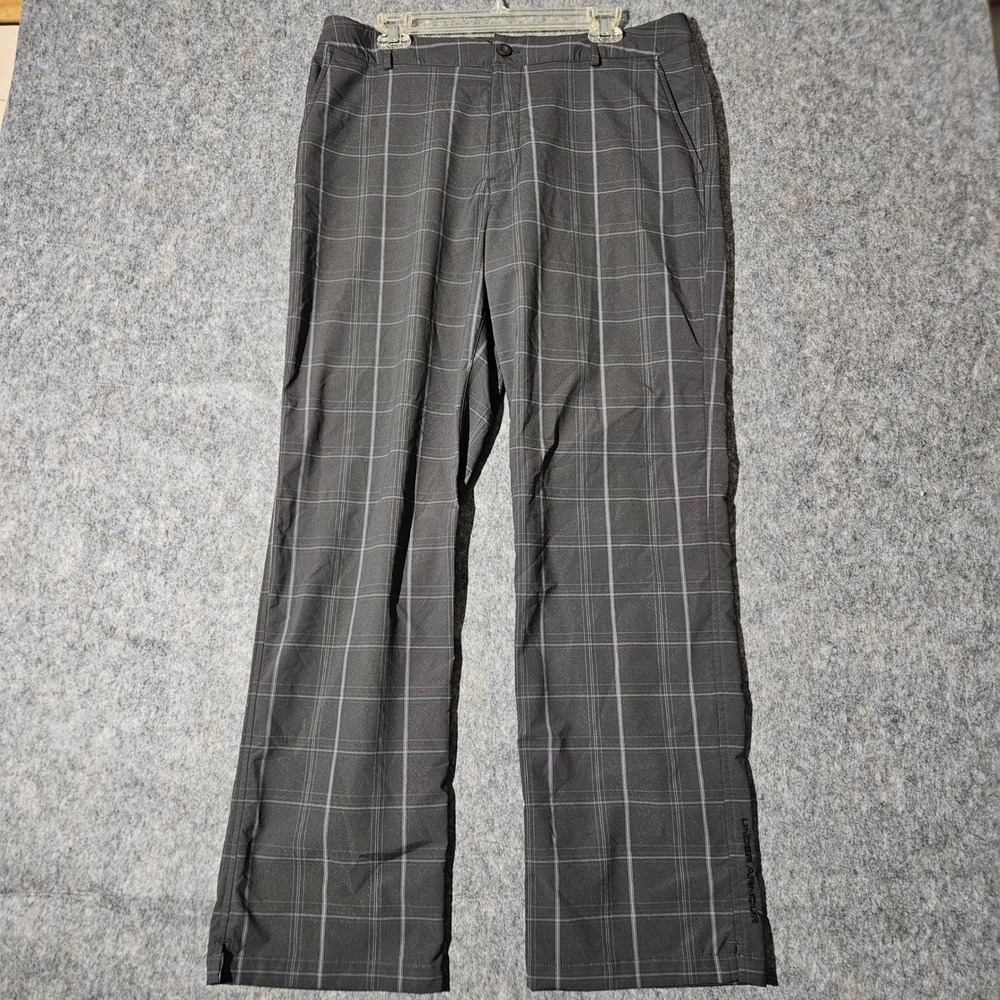 Under Armour Mens Gray Plaid Golf Pants Size 34 Performance Lightweight